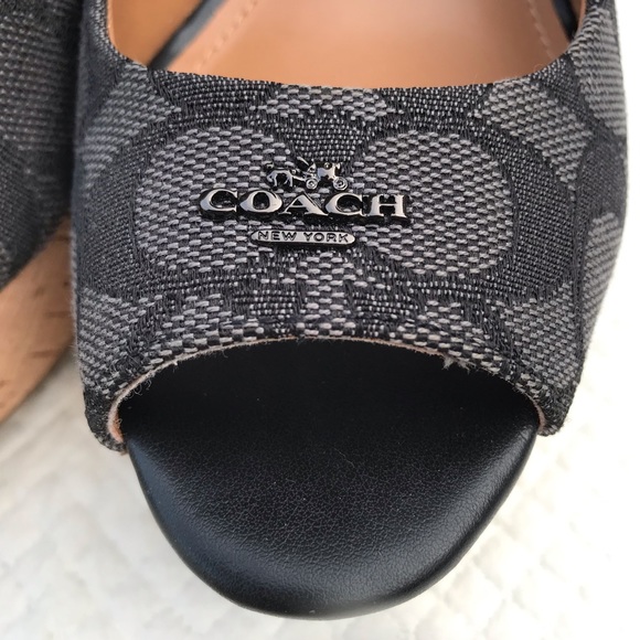 Coach Grey Open Toe Slingback Wedge - Picture 10 of 10